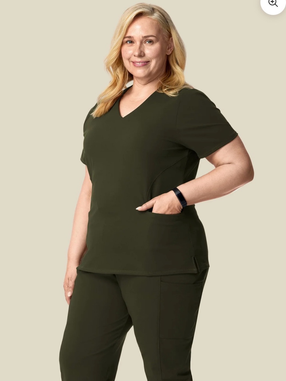 Mandala Women's Olive Green scrub set, wide leg bottoms